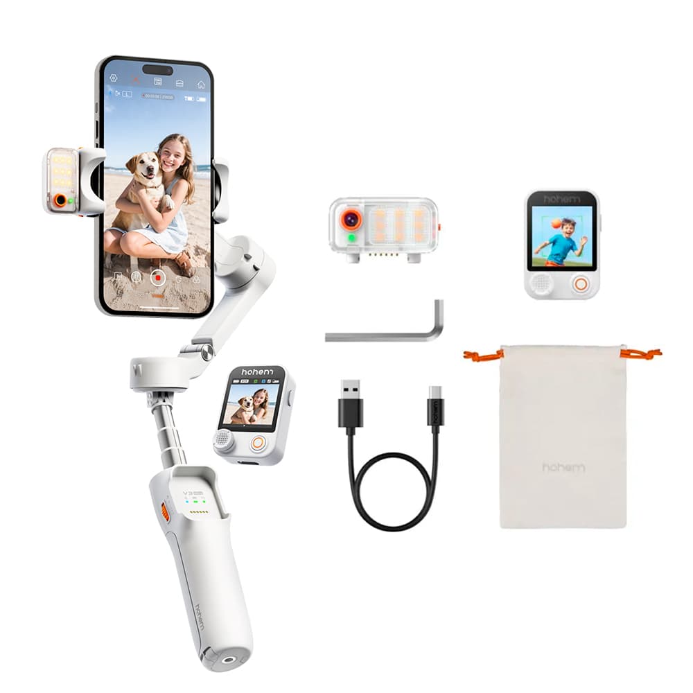 Estabilizador Hohem iSteady V3 Ultra Seguimiento IA Control Remoto Desmontable Luz Led Blanco
