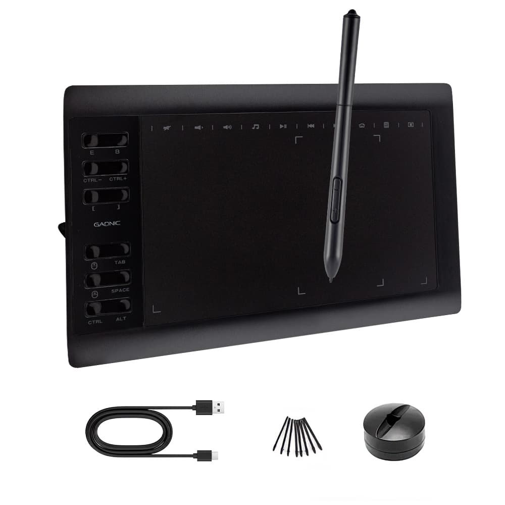 Tableta Gráfica Gadnic TBG123 10 x 6" Con 8192 Niveles De Presión Y 22 Accesos Directos