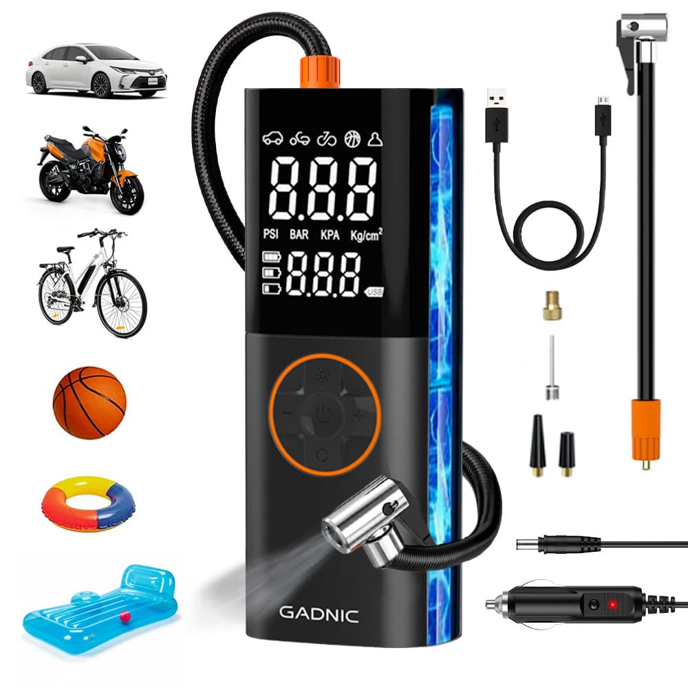 Inflador Compresor Inalámbrico Gadnic Con Linterna 150 PSI Caudal De Aire 19L/Min Batería 6000 mAh