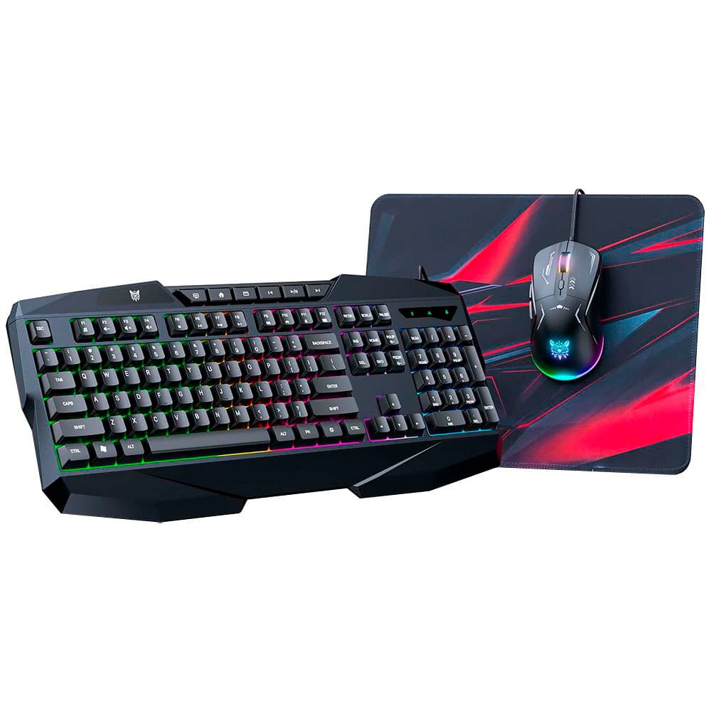 Kit Gamer Onikuma TZ3006 Teclado RGB 104 Teclas Mouse 3600 DPI RGB Mouse Pad Antideslizante USB