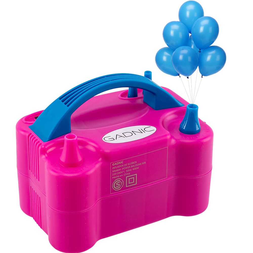 Inflador De Globos Eléctrico Gadnic 600W Doble Pico Automático Adaptadores Para Decoración