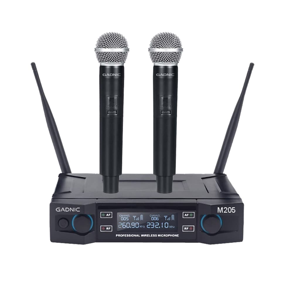 Micrófono Gadnic Inalámbrico Profesional de Mano 100 Metros 2 CH 2 Mic Autonomía 10 Horas