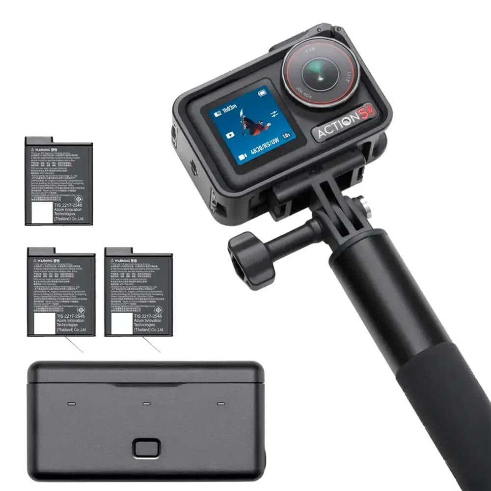Cámara De Acción DJI Osmo Action 5 Pro Pack Aventura 4K Con Sensor 1/1.3" Batería Aumentada A 12h Con 3 Baterías, Estabilización, 2 Pantallas Táctiles OLED
